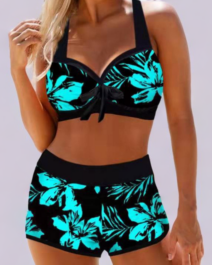 Cherry High Waist Floral Swimsuit