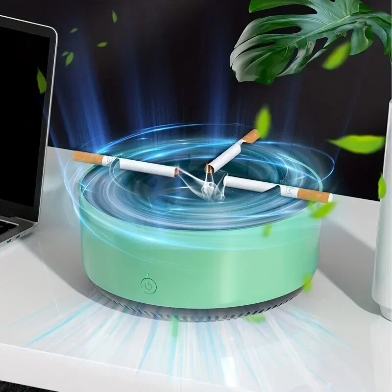 Advanced air purifier ashtray providing clean indoor air by removing smoke and unwanted odors.