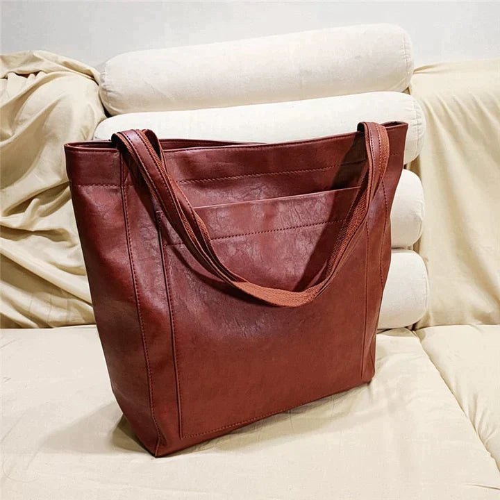 Stylish women's genuine leather shoulder tote bag. A durable & elegant everyday luxury bag, great for any outfit.