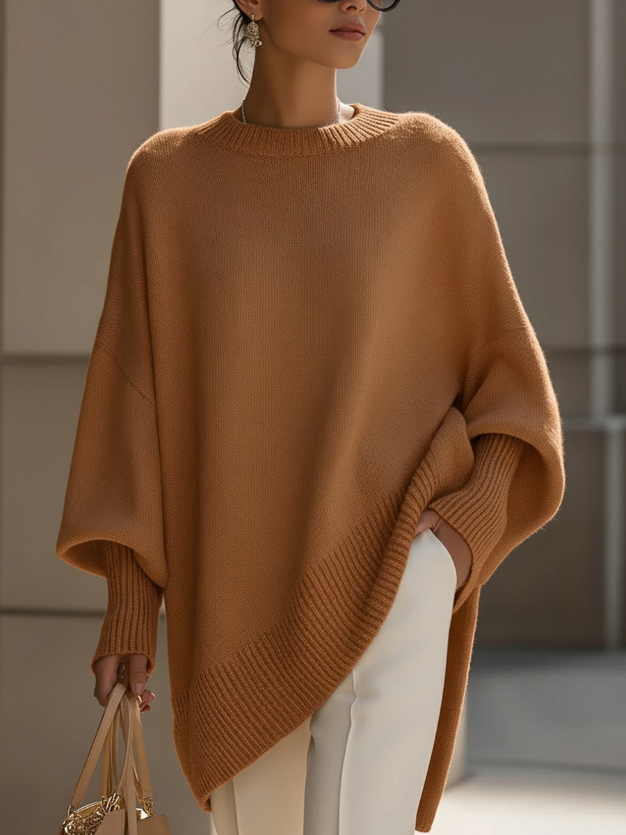 Minimalist oversized knit sweater for women, chic and versatile for everyday elegant style.