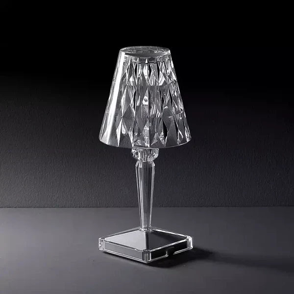 Modern home decor sparkling crystal lamp, touch dimming, rechargeable LED.