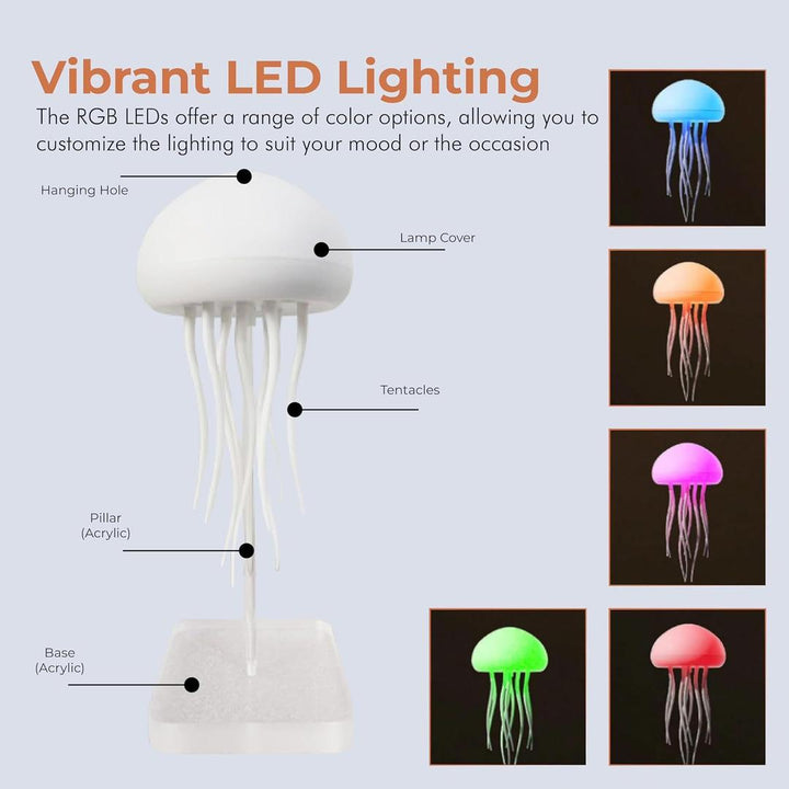 Nvroome Medusa lamp, floating jellyfish, color-changing LED for serene ambient light & bedroom decor.