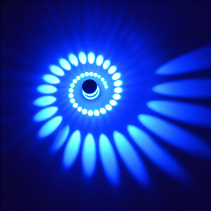 Full view: Unisex spiral LED wall & ceiling light. Nvroome's modern, energy-saving, multi-color ambient glow.