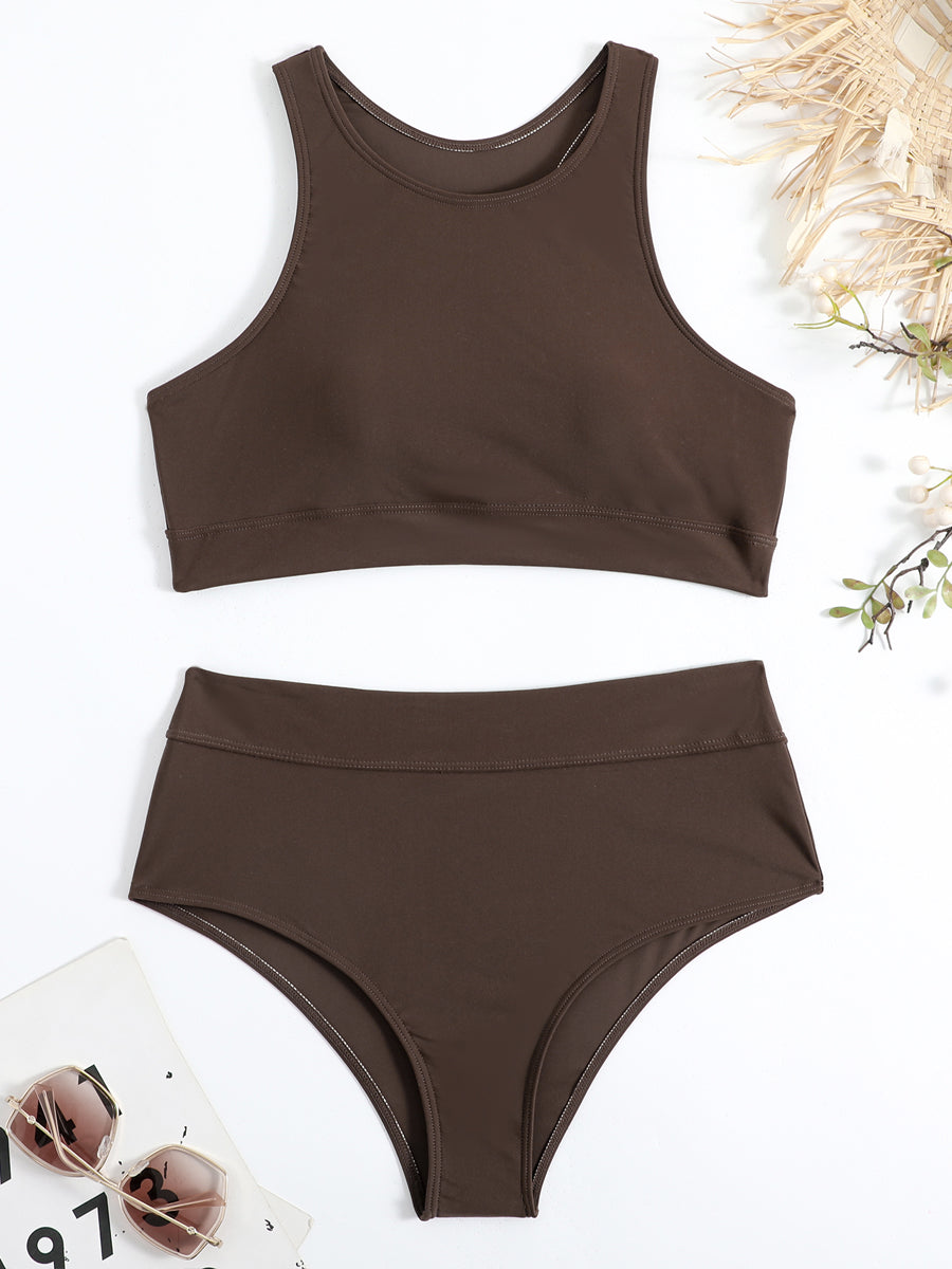 Comfortable & active women's high-waist bikini with a supportive racerback top.