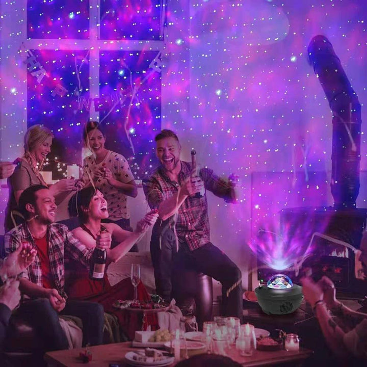 Versatile mood lamp & galaxy star projector. Functions as a night light, ambient lighting, and party decor.