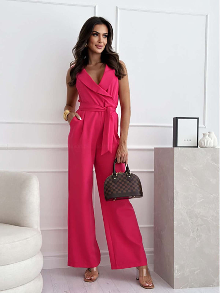 Women's Wide-Leg V-Neck Jumpsuit