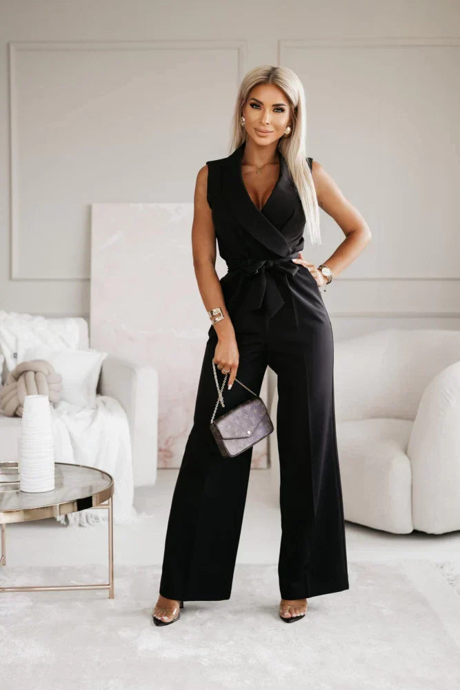 Women's Wide-Leg V-Neck Jumpsuit