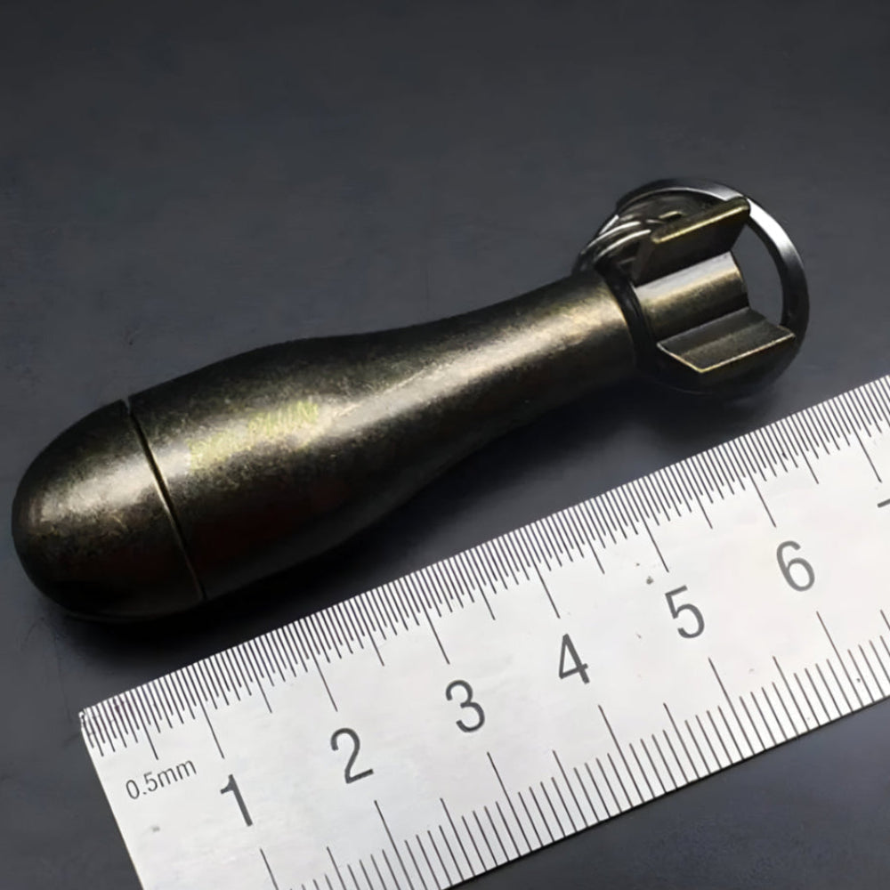 All-weather waterproof flint survival keychain. Fire starter & multi-tool for outdoor, camping, hiking, EDC.