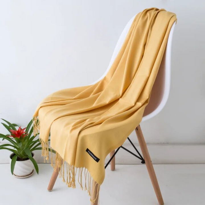 Soft Grey cashmere blend shawl for women. Elegant fall accessory offering cozy comfort.