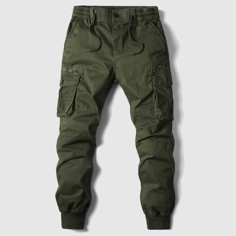 Stylish men's gray relaxed fit cargo joggers, perfect for comfortable spring/summer casual pants & men's fashion.