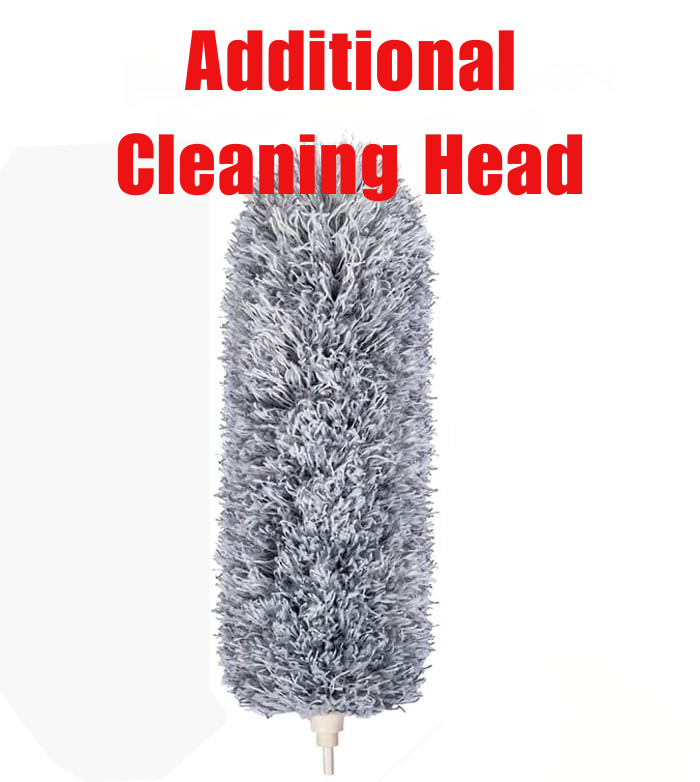 Telescopic high-reach cleaner with a microfiber duster, tackling dust on walls and corners for a spotless home.