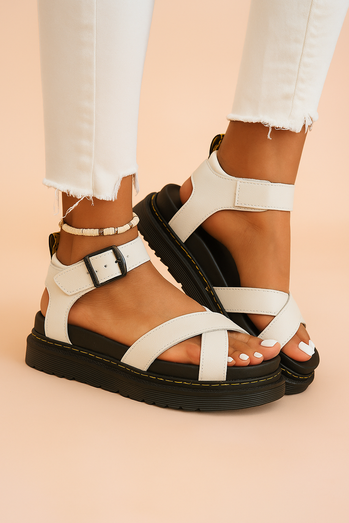 Women's sporty strappy platform sandals in black, perfect for everyday comfort & summer casual wear.