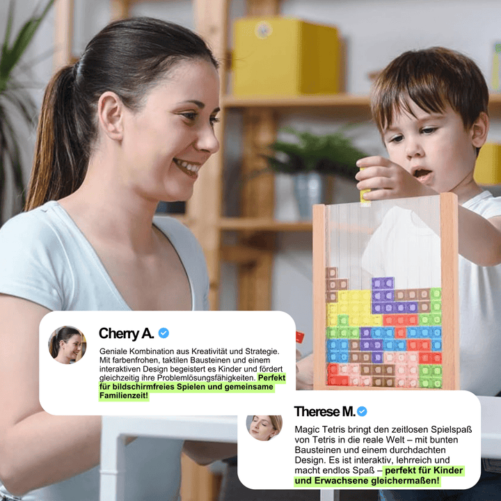 EcoBlock Tetris wooden puzzle game, sustainable board game for family fun, educational challenges & brain training.