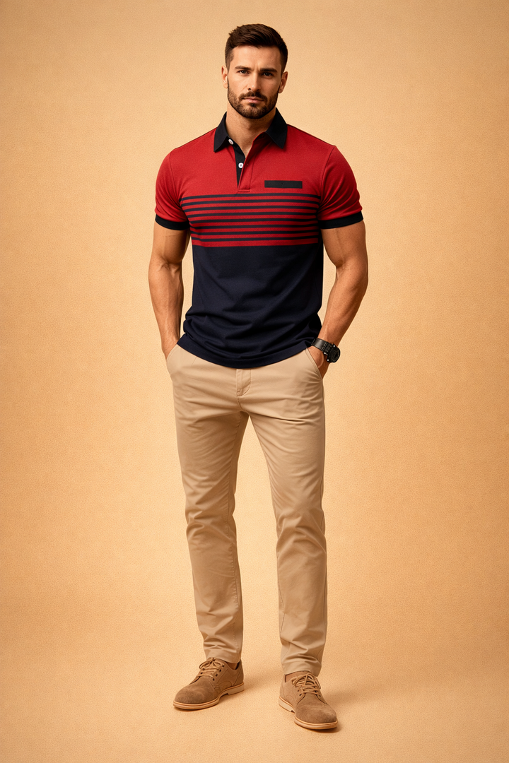 Men's casual polo shirt for versatile everyday style & comfort. Short sleeve classic design.