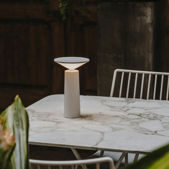 Portable flexible LED lamp, rechargeable for wireless use, dimmable desk light.