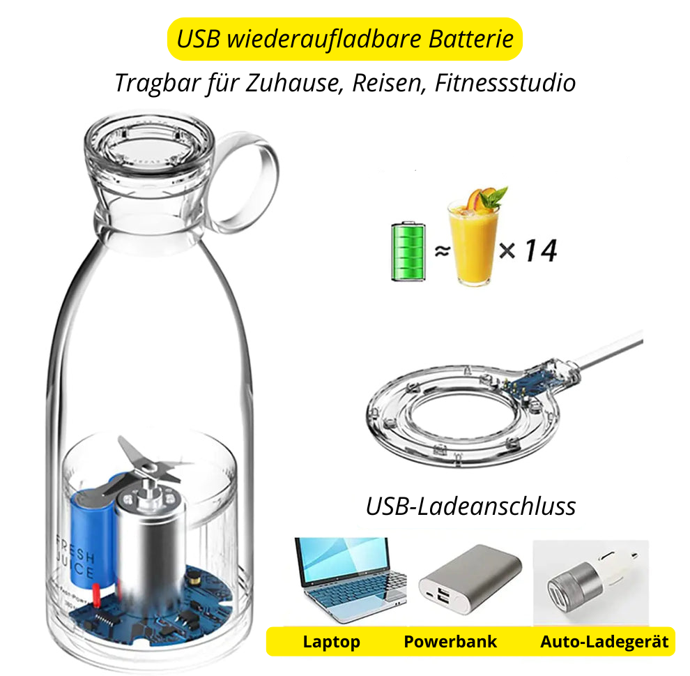 Black portable personal blender, ready to make a fresh smoothie. Essential for a healthy, active life.