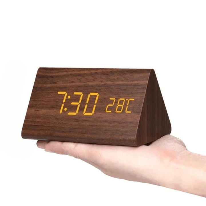 Minimalist voice control LED clock for a clean, modern aesthetic.