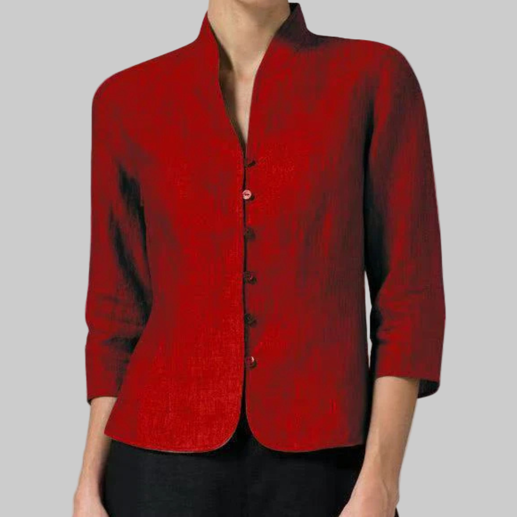 Elegant women's stand-collar blouse, multi-color & versatile, ideal for chic office attire or stylish casual outfits.