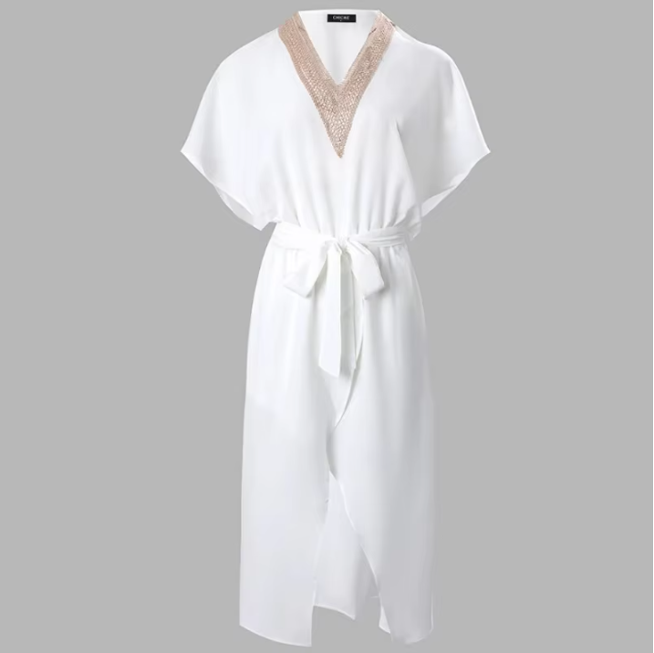 Women's White Wrap Midi Dress