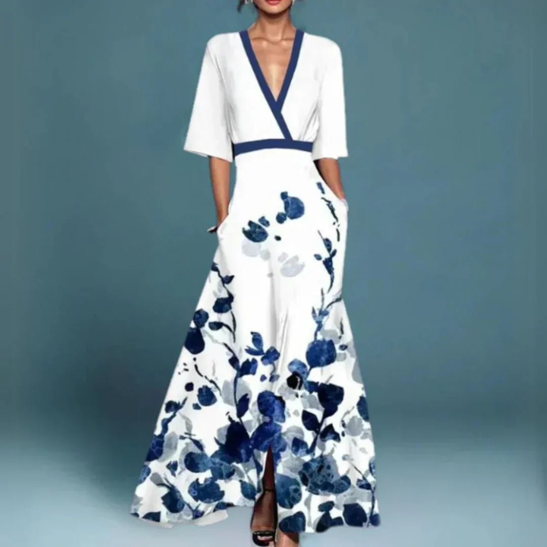 Women's Floral Maxi Dress with Elegant Silhouette