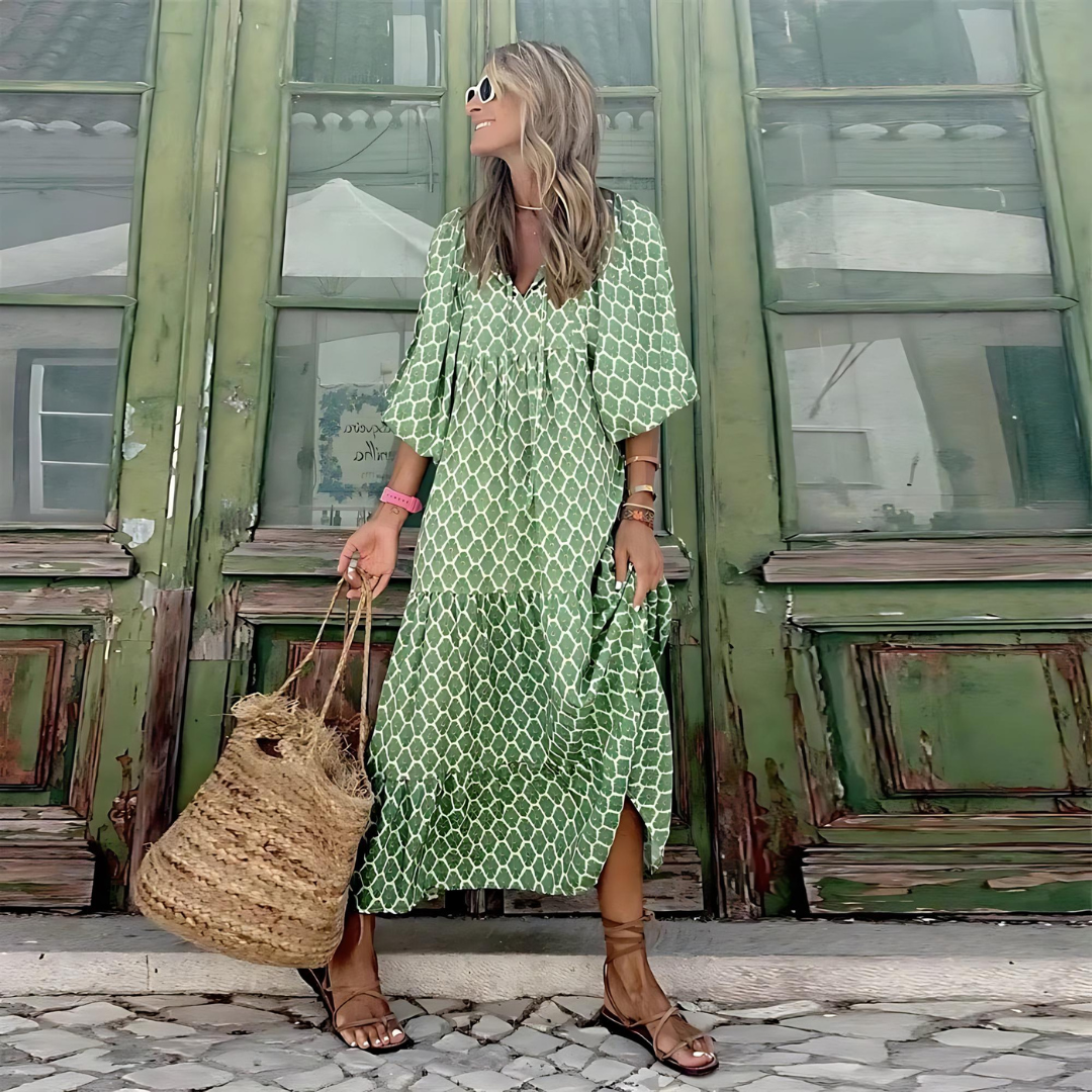 Women's Geometric Print High-Low Dress