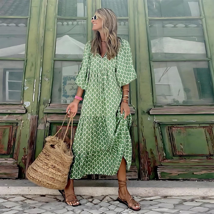 Women's Geometric Print High-Low Dress