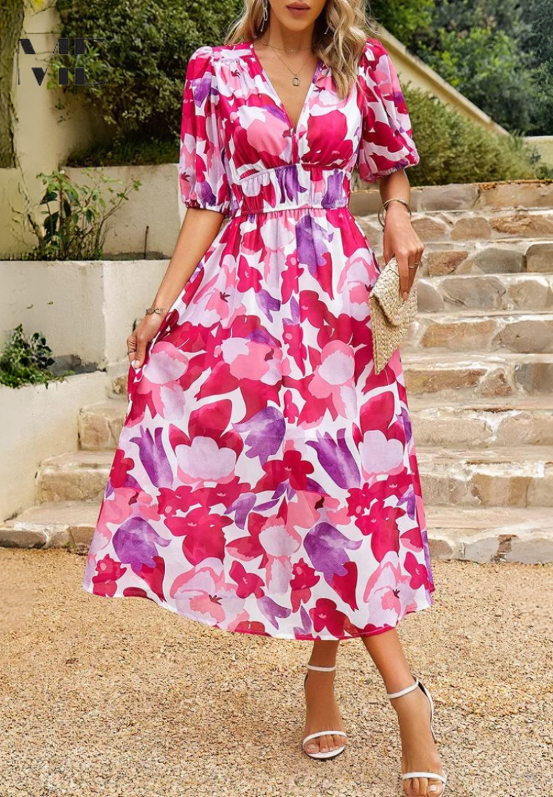 Elegant Floral Print Dress