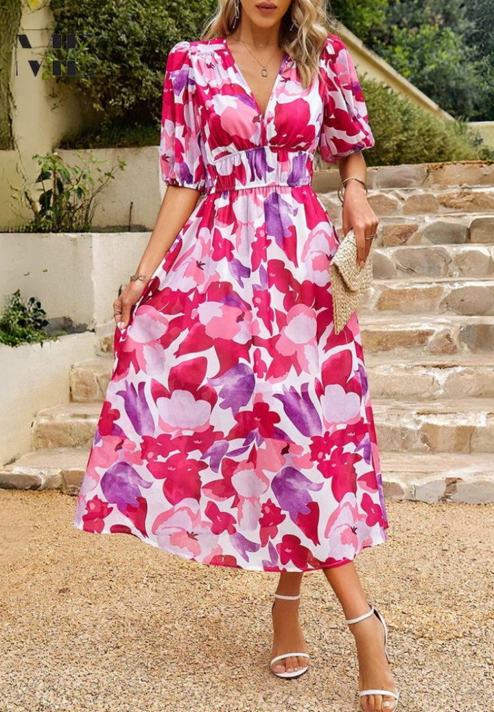 Elegant Floral Print Dress