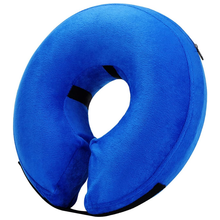 Soft post-surgery e-collar alternative for dogs. Inflatable design ensures pet comfort & protection.