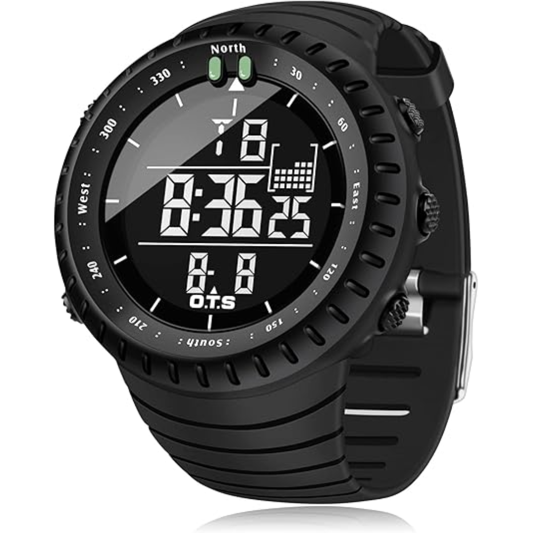 Henry Men's digital sports watch, waterproof & shockproof, with LED display & stopwatch for outdoor adventures.