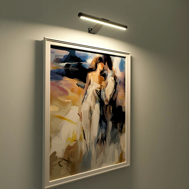 Modern wireless LED art light for home decor, sleek design & easy wall mounting.