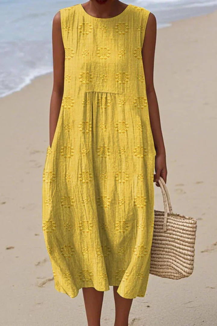 Women's Sleeveless Embroidered Midi Dress