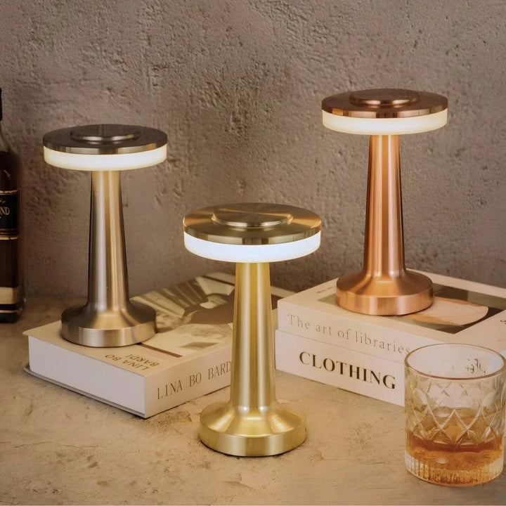 Nvroome Lights rechargeable LED table lamp. Retro design, dimmable for adaptable home lighting.