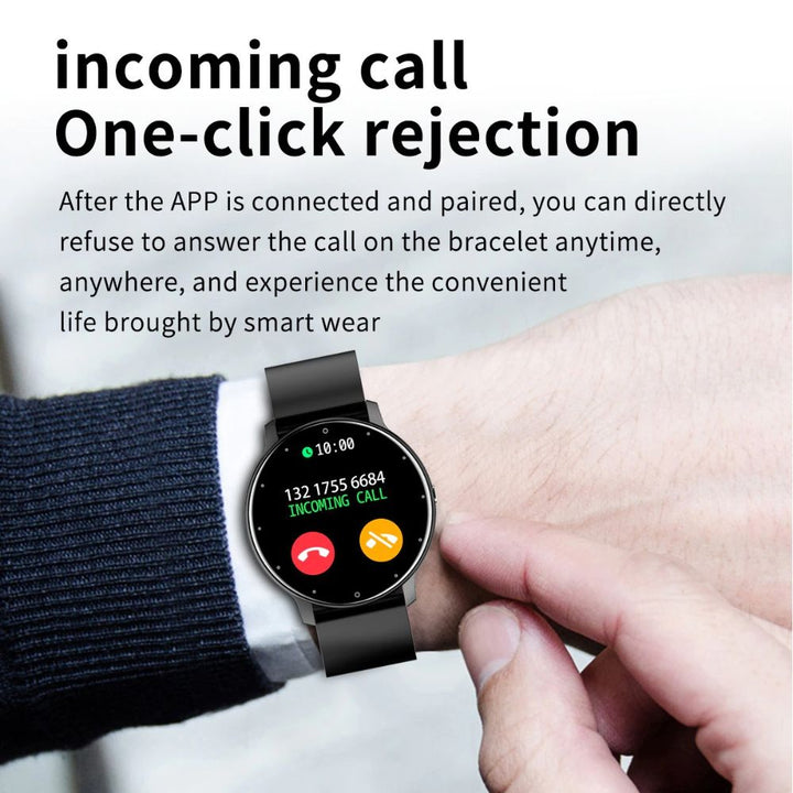 Pink ultra-slim unisex smartwatch: accurate fitness tracker & health monitor for iOS/Android. Touchscreen, lightweight.