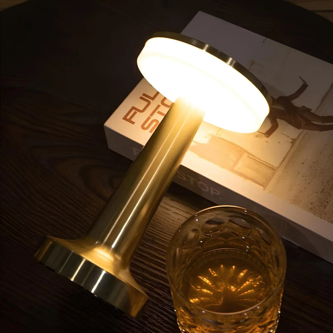Retro LED table lamp by Nvroome Lights. Rechargeable, cordless, and dimmable for versatile home accent.