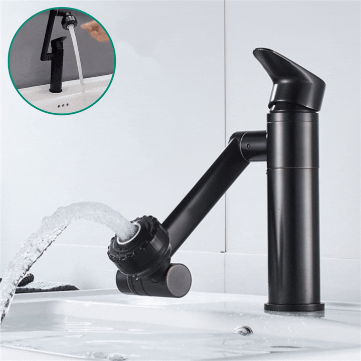 Stainless steel kitchen faucet featuring a 360° flexible spout & powerful spray function. Easy install.
