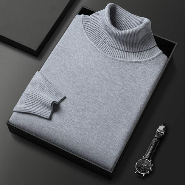 Men's warm turtleneck sweater, designed for elegant comfort and versatile styling in fall & winter.