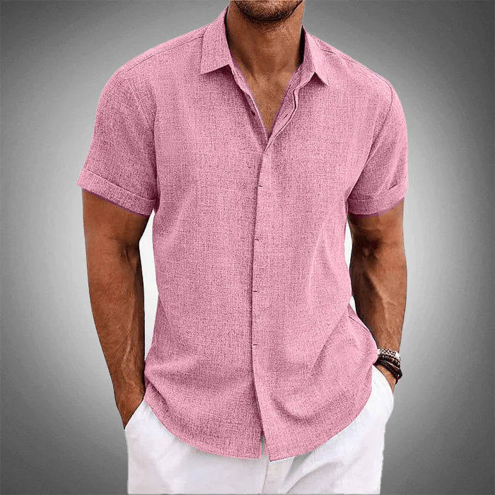 Men's short sleeve button-down collared shirt. Breathable, comfortable & versatile for summer and casual wear.