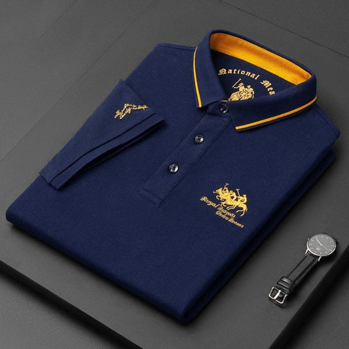 Stylish men's button-up polo shirt for everyday casual wear. Comfortable short-sleeve men's fashion.