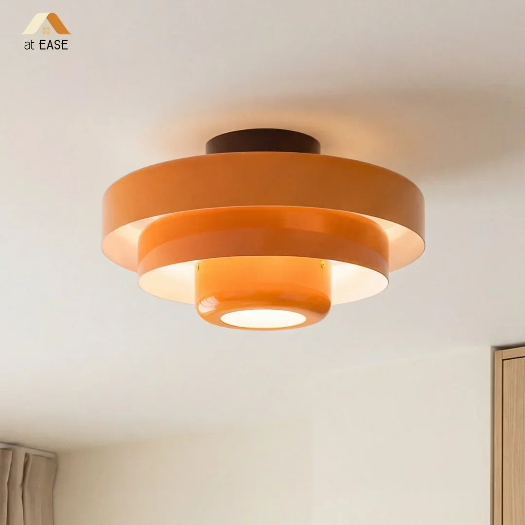 Tiered round macaron ceiling light, a modern home decor piece with soft ambient glow.