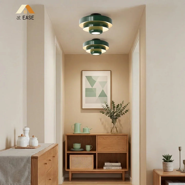 Minimalist tiered round macaron ceiling light, perfect modern home decor and ambient glow.