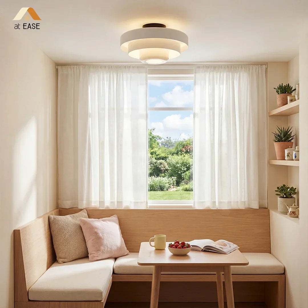 Modern home decor round tiered ceiling light, colorful macaron design for contemporary spaces.