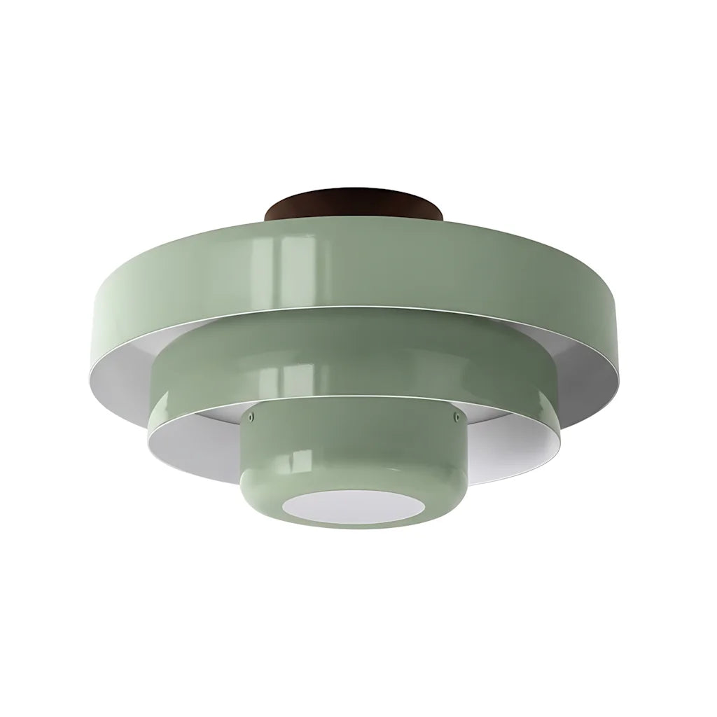 Contemporary tiered round ceiling light, vibrant macaron lamp for stylish kitchens.