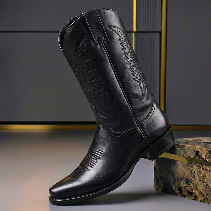 Rugged men's heritage cowboy boots with slip-resistant sole, ideal for everyday wear & classic fashion footwear.