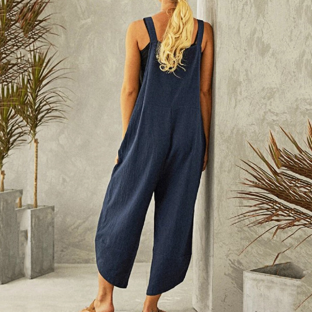 Women's Wide Leg Linen Jumpsuit