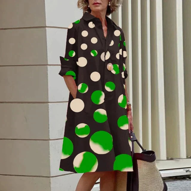 Chic women's relaxed fit dress with pockets, ideal for everyday casual wear & minimalist fashion.