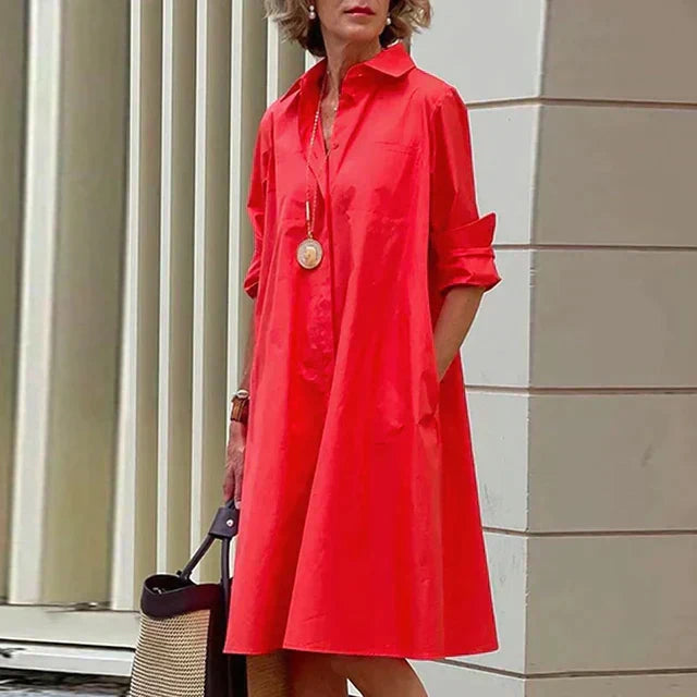 Women's everyday relaxed fit dress with convenient pockets, perfect for casual wear.