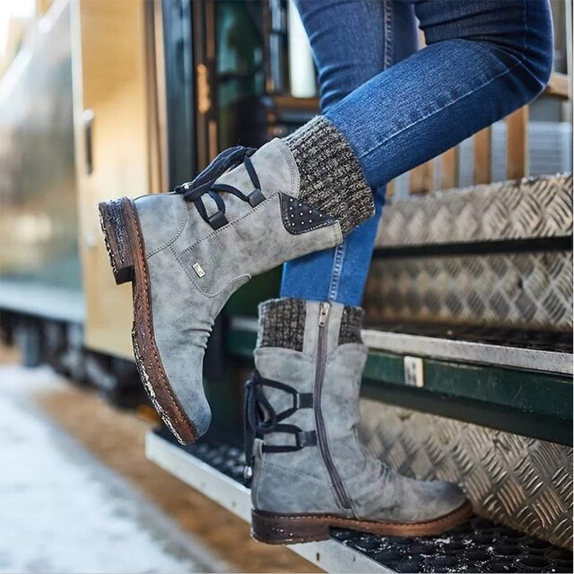 Warm winter women's ankle boots, orthopedic design with memory foam for support.