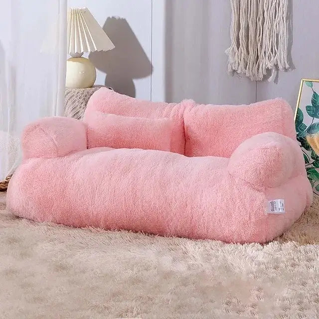 Soft, round calming pet sofa bed for small dogs & cats, featuring anxiety relief design. Washable & cozy.