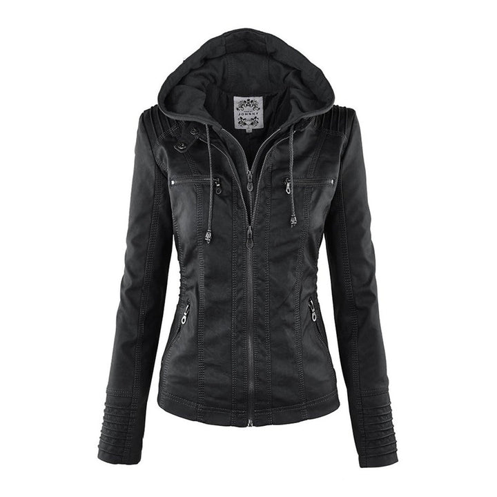 Versatile women's waterproof jacket, hooded, excellent for layering in changing fall & spring weather.